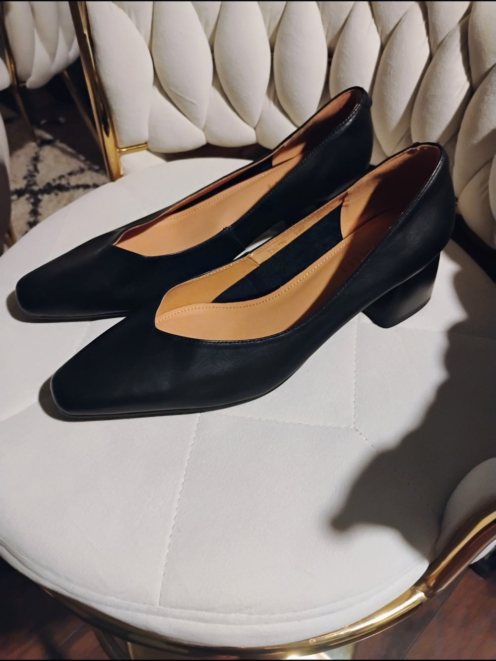 Handmade Women's Black Low Block Heel Pumps - Sleek Professional Style